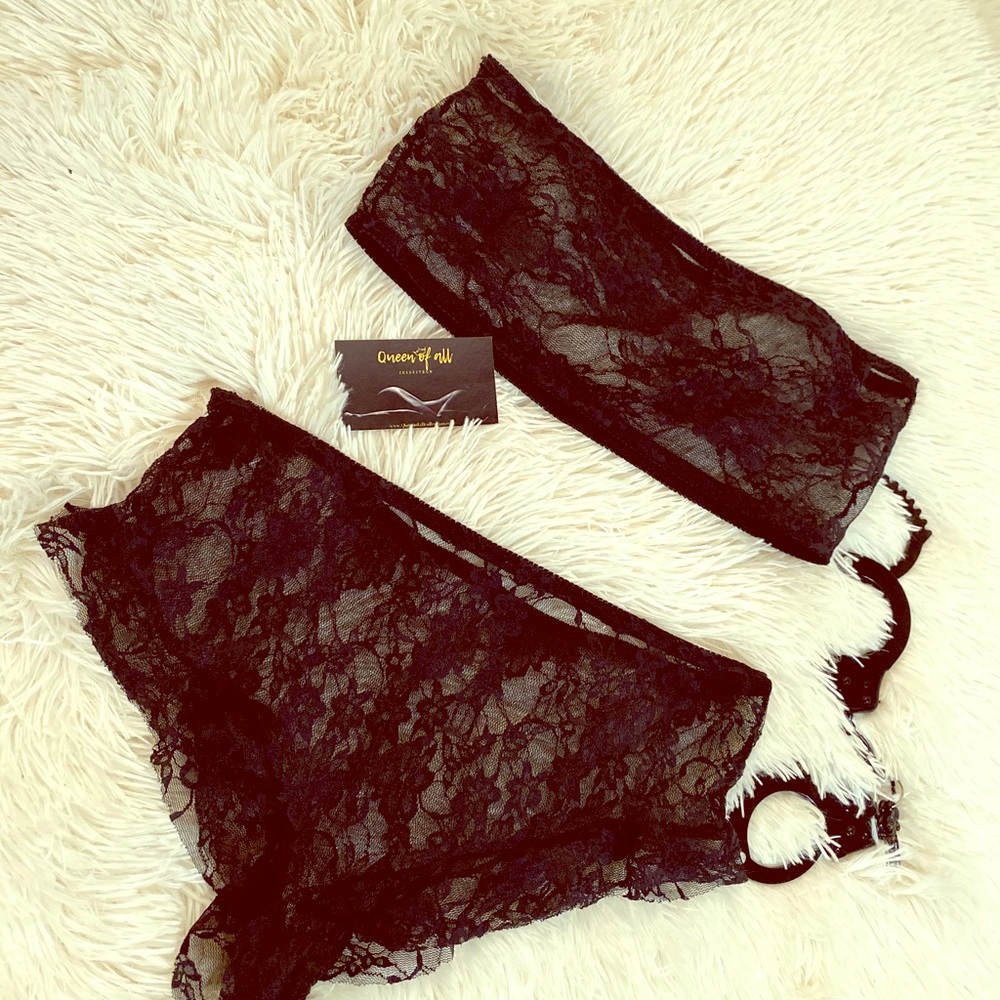 Mesh lace print 2pc tube top set